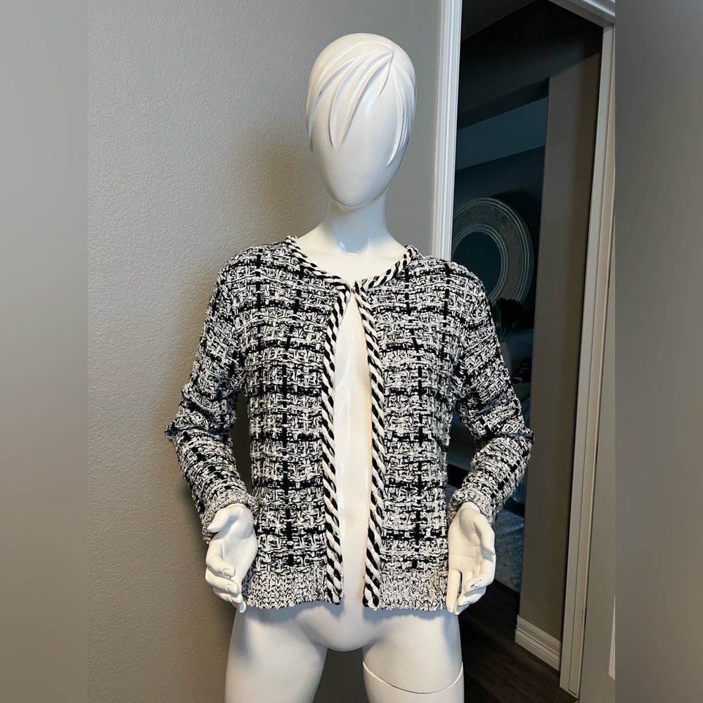 Sioni Black and White Tweed Cardigan size S